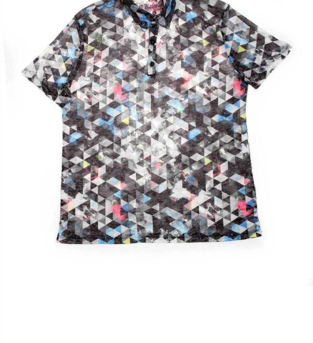 NEW EIGHT X men's geo print polo shirt in grey